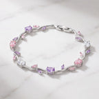 Enchanted Blossom Crystal Bracelet | Silver Floral Vine Bracelet