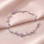 Enchanted Blossom Crystal Bracelet | Silver Floral Vine Bracelet