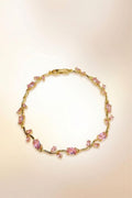 Golden Pink Tulip Bracelet | Luxury Gold Plated Zircon Bracelet