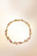 Golden Pink Tulip Bracelet | Luxury Gold Plated Zircon Bracelet