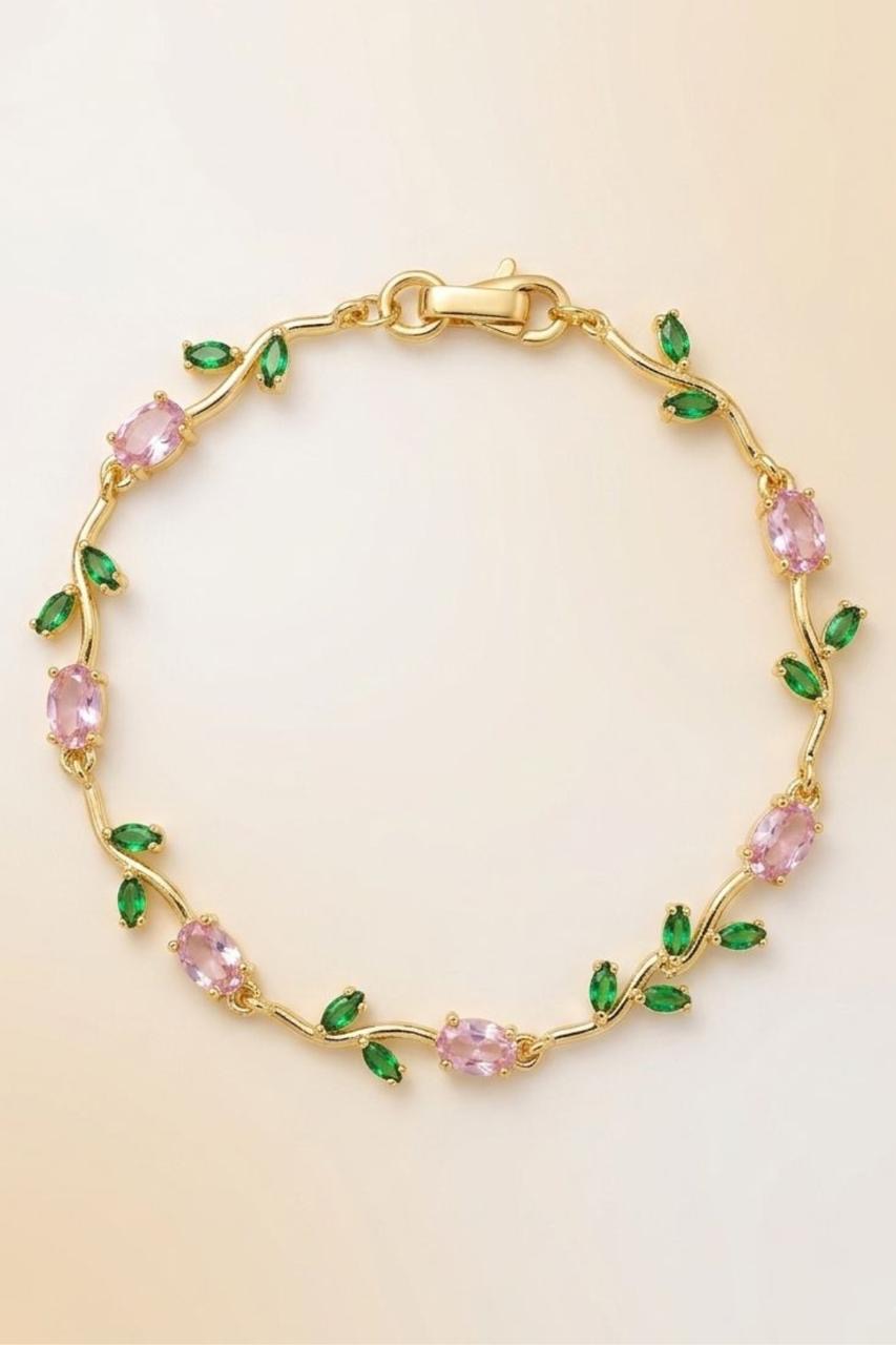 Pink & Emerald Tulip Bracelet
