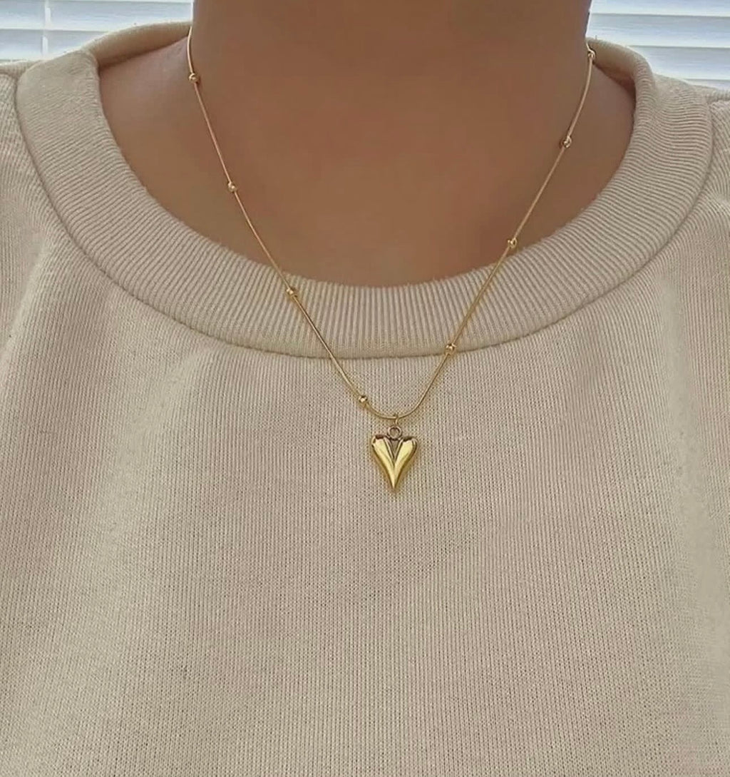 Filled Heart Pendant | Minimalist Luxury Necklace