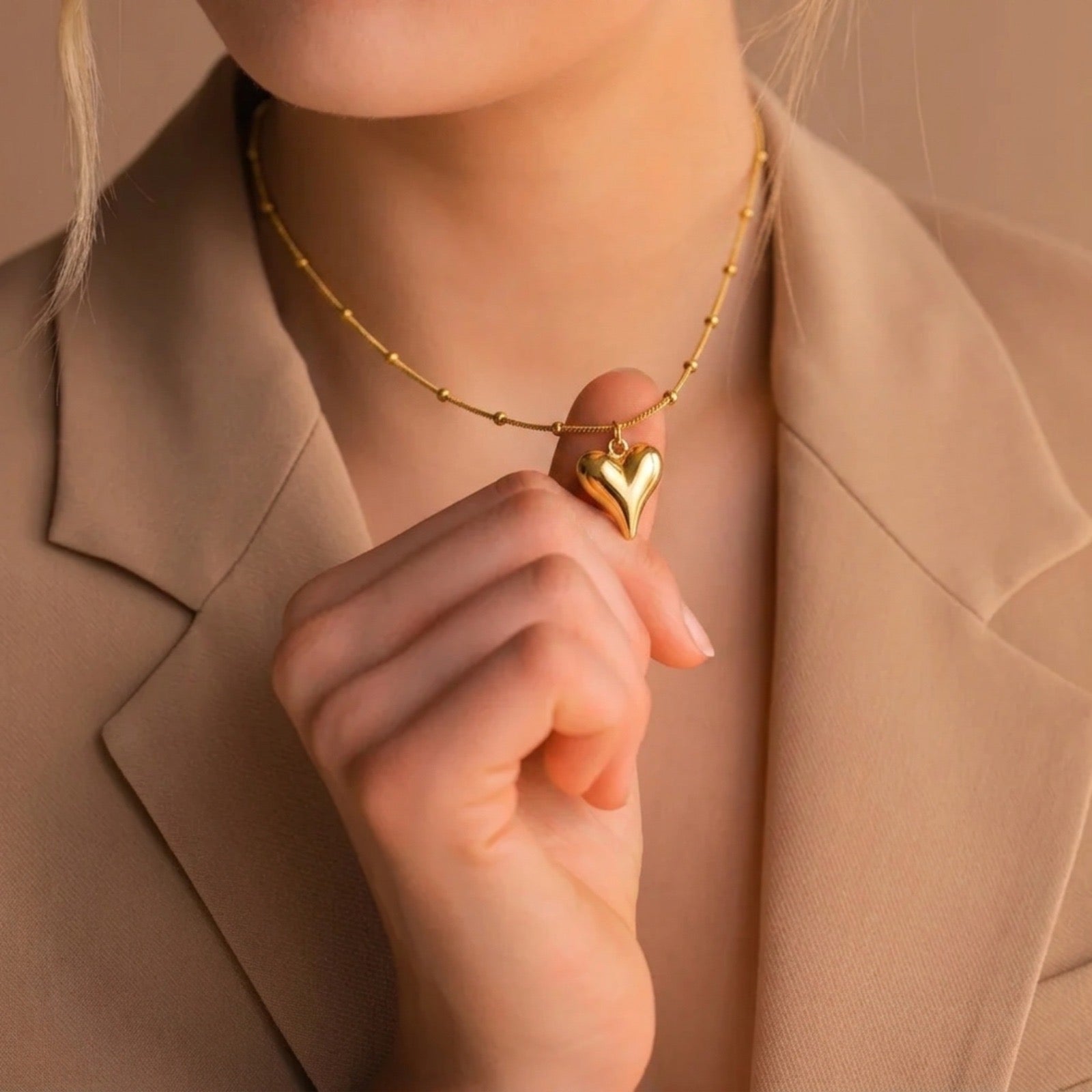 Filled Heart Pendant | Minimalist Luxury Necklace
