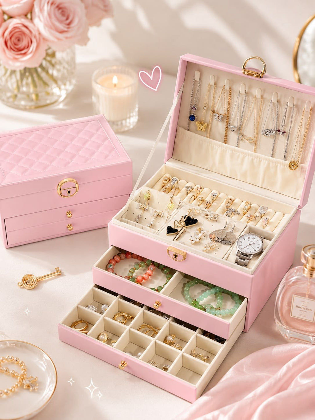 Luxury Velvet Jewelry Organizer Box | Travel & Storage Case