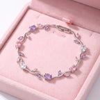 Enchanted Blossom Crystal Bracelet | Silver Floral Vine Bracelet