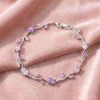 Enchanted Blossom Crystal Bracelet | Silver Floral Vine Bracelet